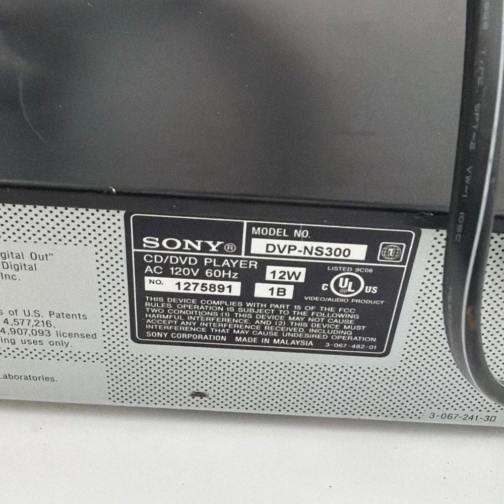 Sony DVP-NS300 DVD CD Player Dolby Digital DTS Tested Works